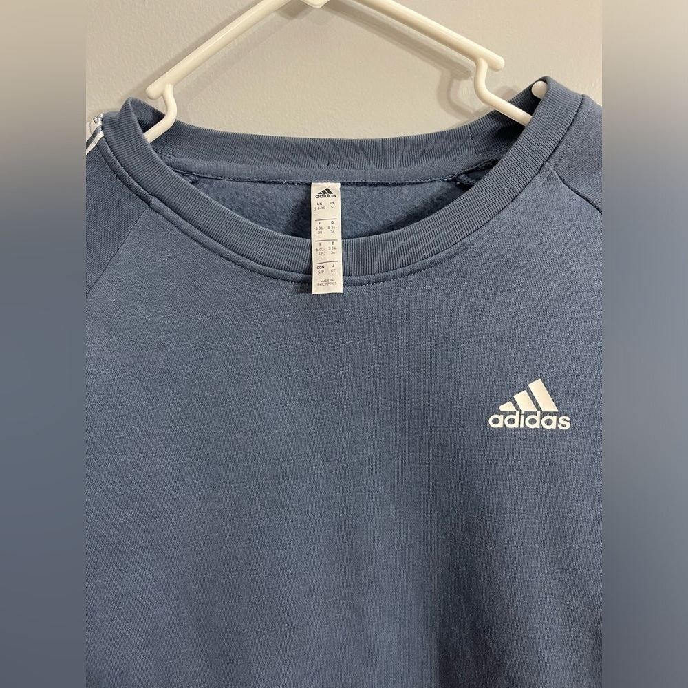 Adidas Women's Tiro Tape Crewneck Sweatshirt. Womens small Blue logo long sleeve - Picture 6 of 10